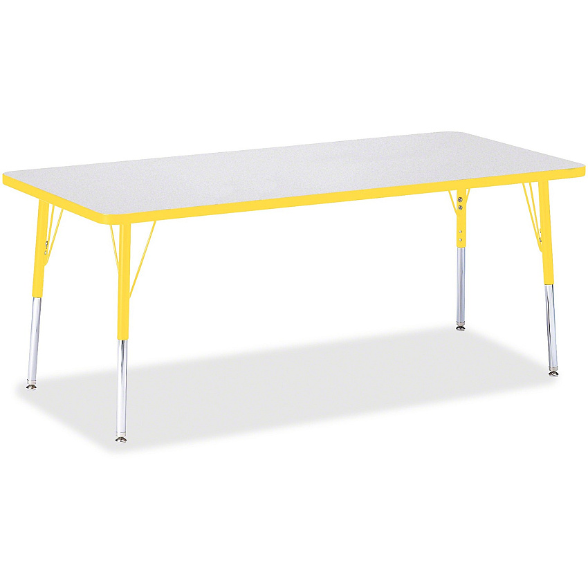 Jonti-Craft Berries Elementary Height Color Edge Rectangle Table Gray Rectangle Top - Four Leg Base - 4 Legs - Height Adjustable - 15" to 24" Adjustment - 72" Table Top Length x 30" Table Top Width x 1.13" Table Top Thickness - 24" Height - A (6413JCE007)