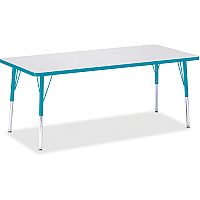 Berries Berries Elementary Height Color Edge Rectangle Table Gray Rectangle Top - Four Leg Base - 4 Legs - Height Adjustable - 15" to 24" Adjustment - 72" Table Top Length x 30" Table Top Width x 1.13" Table Top Thickness - 24" Height - Art,  (6413JCE005)