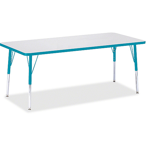 Berries Berries Elementary Height Color Edge Rectangle Table Gray Rectangle Top - Four Leg Base - 4 Legs - Height Adjustable - 15" to 24" Adjustment - 72" Table Top Length x 30" Table Top Width x 1.13" Table Top Thickness - 24" Height - Art,  (6413JCE005)