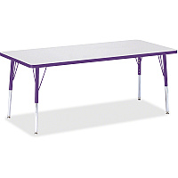 Jonti-Craft Berries Elementary Height Color Edge Rectangle Table Gray Rectangle Top - Four Leg Base - 4 Legs - Height Adjustable - 15" to 24" Adjustment - 72" Table Top Length x 30" Table Top Width x 1.13" Table Top Thickness - 24" Height - A (6413JCE004)
