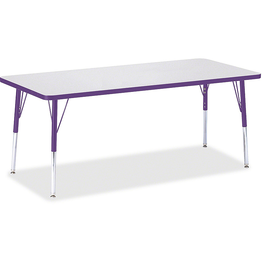 Jonti-Craft Berries Elementary Height Color Edge Rectangle Table Gray Rectangle Top - Four Leg Base - 4 Legs - Height Adjustable - 15" to 24" Adjustment - 72" Table Top Length x 30" Table Top Width x 1.13" Table Top Thickness - 24" Height - A (6413JCE004)
