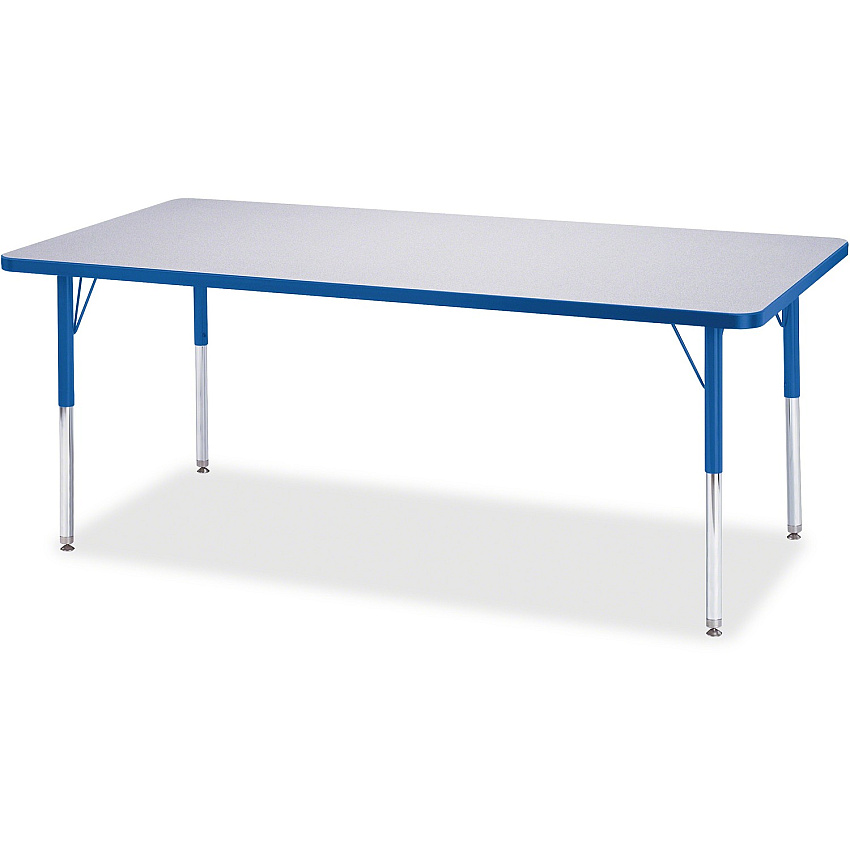 Jonti-Craft Berries Elementary Height Color Edge Rectangle Table Blue Rectangle Top - Four Leg Base - 4 Legs - Height Adjustable - 15" to 24" Adjustment - 72" Table Top Length x 30" Table Top Width x 1.13" Table Top Thickness - 24" Height - A (6413JCE003)