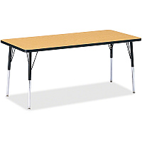 Jonti-Craft Berries Adult Height Color Top Rectangle Table Black Oak Rectangle, Laminated Top - Four Leg Base - 4 Legs - Height Adjustable - 24" to 31" Adjustment - 72" Table Top Length x 30" Table Top Width x 1.13" Table Top Thickness - 31"  (6413JCA210)