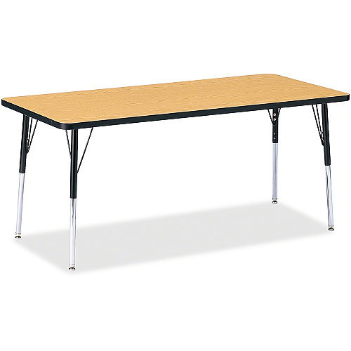 Jonti-Craft Berries Adult Height Color Top Rectangle Table Black Oak Rectangle, Laminated Top - Four Leg Base - 4 Legs - Height Adjustable - 24" to 31" Adjustment - 72" Table Top Length x 30" Table Top Width x 1.13" Table Top Thickness - 31"  (6413JCA210)