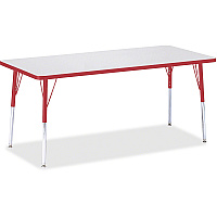 Jonti-Craft Berries Adult Height Color Edge Rectangle Table Laminated Rectangle, Red Top - Four Leg Base - 4 Legs - Height Adjustable - 24" to 31" Adjustment - 72" Table Top Length x 30" Table Top Width x 1.13" Table Top Thickness - 31" Heigh (6413JCA008)