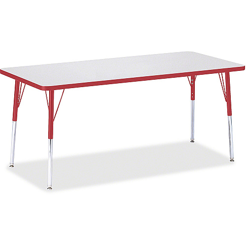 Jonti-Craft Berries Adult Height Color Edge Rectangle Table Laminated Rectangle, Red Top - Four Leg Base - 4 Legs - Height Adjustable - 24" to 31" Adjustment - 72" Table Top Length x 30" Table Top Width x 1.13" Table Top Thickness - 31" Heigh (6413JCA008)