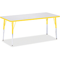 Jonti-Craft Berries Adult Height Color Edge Rectangle Table Laminated Rectangle, Yellow Top - Four Leg Base - 4 Legs - Height Adjustable - 24" to 31" Adjustment - 72" Table Top Length x 30" Table Top Width x 1.13" Table Top Thickness - 31" He (6413JCA007)