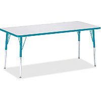 Jonti-Craft Berries Adult Height Color Edge Rectangle Table Laminated Rectangle, Teal Top - Four Leg Base - 4 Legs - Height Adjustable - 24" to 31" Adjustment - 72" Table Top Length x 30" Table Top Width x 1.13" Table Top Thickness - 31" Heig (6413JCA005)