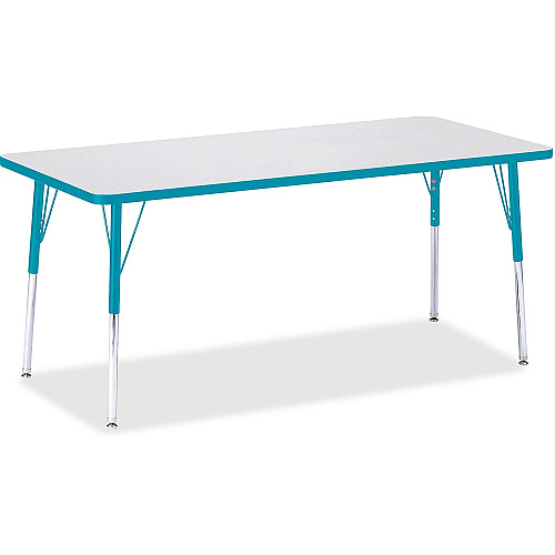 Jonti-Craft Berries Adult Height Color Edge Rectangle Table Laminated Rectangle, Teal Top - Four Leg Base - 4 Legs - Height Adjustable - 24" to 31" Adjustment - 72" Table Top Length x 30" Table Top Width x 1.13" Table Top Thickness - 31" Heig (6413JCA005)