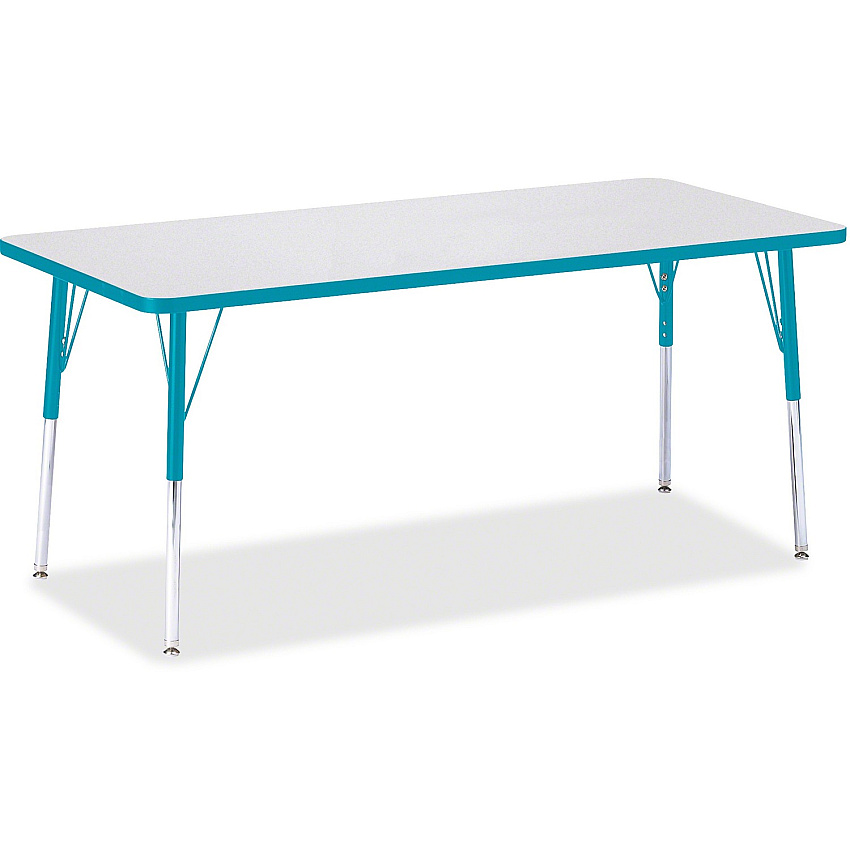 Jonti-Craft Berries Adult Height Color Edge Rectangle Table Laminated Rectangle, Teal Top - Four Leg Base - 4 Legs - Height Adjustable - 24" to 31" Adjustment - 72" Table Top Length x 30" Table Top Width x 1.13" Table Top Thickness - 31" Heig (6413JCA005)
