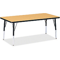 Jonti-Craft Berries Elementary Height Color Top Rectangle Table Black Oak Rectangle, Laminated Top - Four Leg Base - 4 Legs - Height Adjustable - 15" to 24" Adjustment - 60" Table Top Length x 30" Table Top Width x 1.13" Table Top Thickness - (6408JCE210)