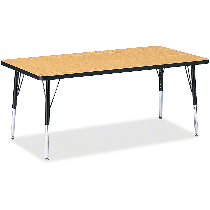 Jonti-Craft Berries Elementary Height Color Top Rectangle Table Black Oak Rectangle, Laminated Top - Four Leg Base - 4 Legs - Height Adjustable - 15" to 24" Adjustment - 60" Table Top Length x 30" Table Top Width x 1.13" Table Top Thickness - (6408JCE210)