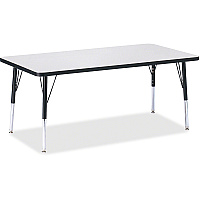 Jonti-Craft Berries Elementary Height Color Edge Rectangle Table Black Rectangle, Laminated Top - Four Leg Base - 4 Legs - Height Adjustable - 15" to 24" Adjustment - 60" Table Top Length x 30" Table Top Width x 1.13" Table Top Thickness - 24 (6408JCE180)