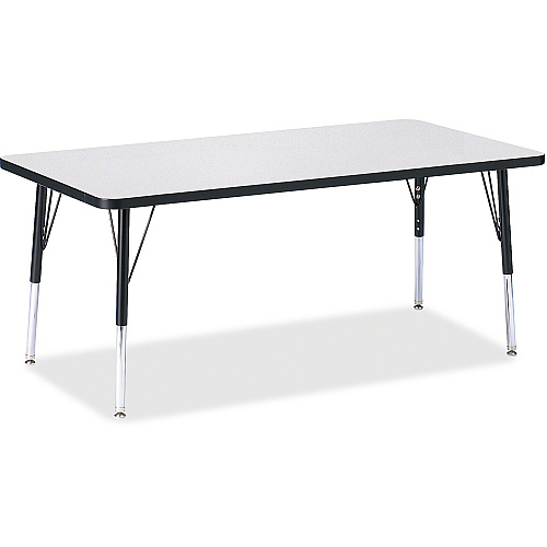 Jonti-Craft Berries Elementary Height Color Edge Rectangle Table Black Rectangle, Laminated Top - Four Leg Base - 4 Legs - Height Adjustable - 15" to 24" Adjustment - 60" Table Top Length x 30" Table Top Width x 1.13" Table Top Thickness - 24 (6408JCE180)