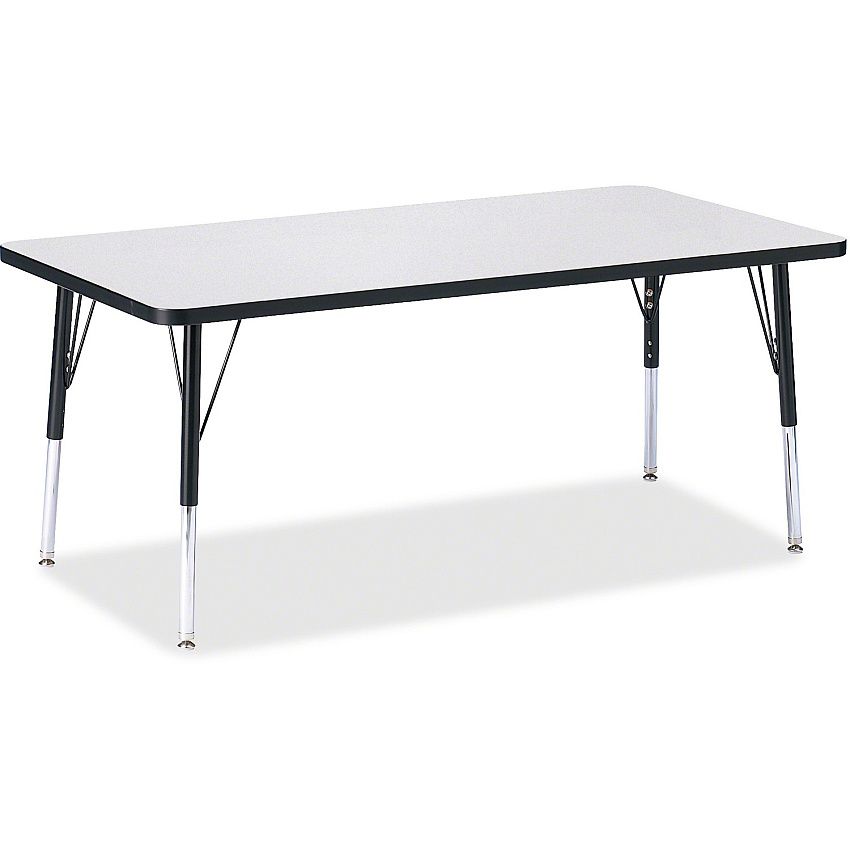 Jonti-Craft Berries Elementary Height Color Edge Rectangle Table Black Rectangle, Laminated Top - Four Leg Base - 4 Legs - Height Adjustable - 15" to 24" Adjustment - 60" Table Top Length x 30" Table Top Width x 1.13" Table Top Thickness - 24 (6408JCE180)