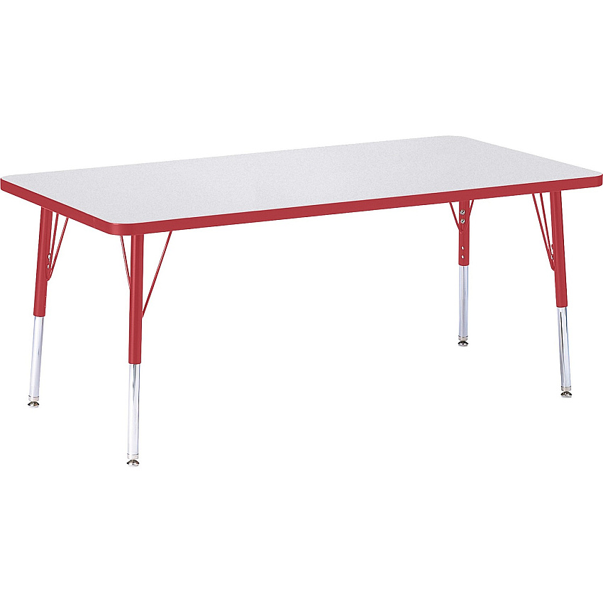 Jonti-Craft Berries Elementary Height Color Edge Rectangular Table Gray Rectangle, Laminated Top - Four Leg Base - 4 Legs - Height Adjustable - 15" to 24" Adjustment - 60" Table Top Length x 30" Table Top Width x 1.13" Table Top Thickness - 2 (6408JCE008)