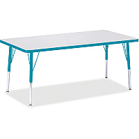 Jonti-Craft Berries Elementary Height Color Edge Rectangle Table Laminated Rectangle, Teal Top - Four Leg Base - 4 Legs - Height Adjustable - 15" to 24" Adjustment - 60" Table Top Length x 30" Table Top Width x 1.13" Table Top Thickness - 24" (6408JCE005)