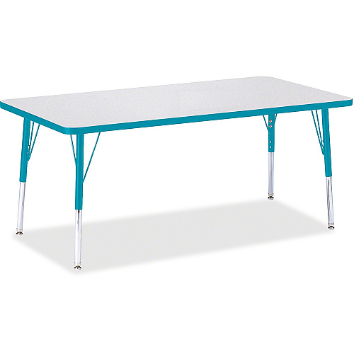 Jonti-Craft Berries Elementary Height Color Edge Rectangle Table Laminated Rectangle, Teal Top - Four Leg Base - 4 Legs - Height Adjustable - 15" to 24" Adjustment - 60" Table Top Length x 30" Table Top Width x 1.13" Table Top Thickness - 24" (6408JCE005)