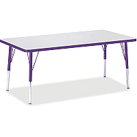 Jonti-Craft Berries Elementary Height Color Edge Rectangle Table Laminated Rectangle, Purple Top - Four Leg Base - 4 Legs - Height Adjustable - 15