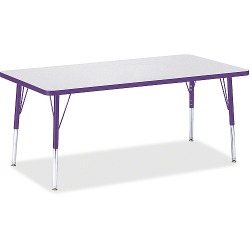 Jonti-Craft Berries Elementary Height Color Edge Rectangle Table Laminated Rectangle, Purple Top - Four Leg Base - 4 Legs - Height Adjustable - 15" to 24" Adjustment - 60" Table Top Length x 30" Table Top Width x 1.13" Table Top Thickness - 2 (6408JCE004)