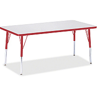 Jonti-Craft Berries Adult Height Color Edge Rectangle Table Laminated Rectangle, Red Top - Four Leg Base - 4 Legs - Height Adjustable - 24