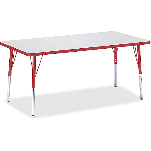 Jonti-Craft Berries Adult Height Color Edge Rectangle Table Laminated Rectangle, Red Top - Four Leg Base - 4 Legs - Height Adjustable - 24" to 31" Adjustment - 60" Table Top Length x 30" Table Top Width x 1.13" Table Top Thickness - 31" Heigh (6408JCA008)