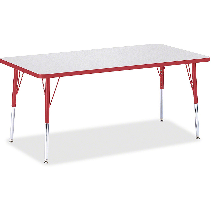Jonti-Craft Berries Adult Height Color Edge Rectangle Table Laminated Rectangle, Red Top - Four Leg Base - 4 Legs - Height Adjustable - 24" to 31" Adjustment - 60" Table Top Length x 30" Table Top Width x 1.13" Table Top Thickness - 31" Heigh (6408JCA008)