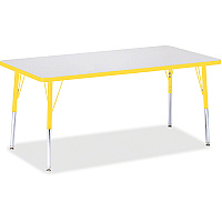 Jonti-Craft Berries Adult Height Color Edge Rectangle Table Laminated Rectangle, Yellow Top - Four Leg Base - 4 Legs - Height Adjustable - 24