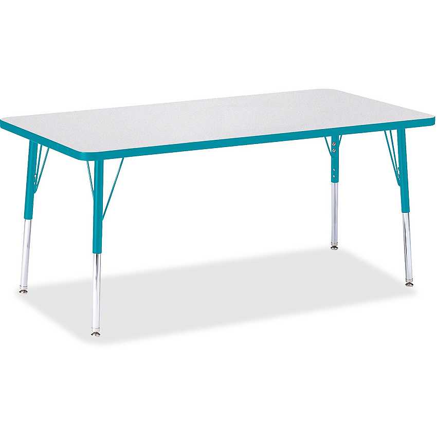 Jonti-Craft Berries Adult Height Color Edge Rectangle Table Laminated Rectangle, Teal Top - Four Leg Base - 4 Legs - Height Adjustable - 24" to 31" Adjustment - 60" Table Top Length x 30" Table Top Width x 1.13" Table Top Thickness - 31" Heig (6408JCA005)