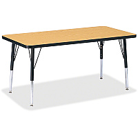 Jonti-Craft Berries Elementary Oak Laminate Rectangle Table Black Oak Rectangle, Laminated Top - Four Leg Base - 4 Legs - Height Adjustable - 15" to 24" Adjustment - 48" Table Top Length x 24" Table Top Width x 1.13" Table Top Thickness - 24" (6403JCE210)