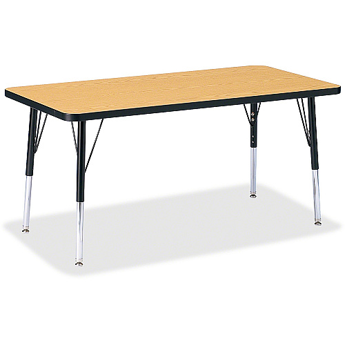 Jonti-Craft Berries Elementary Oak Laminate Rectangle Table Black Oak Rectangle, Laminated Top - Four Leg Base - 4 Legs - Height Adjustable - 15" to 24" Adjustment - 48" Table Top Length x 24" Table Top Width x 1.13" Table Top Thickness - 24" (6403JCE210)