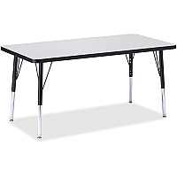 Jonti-Craft Berries Elementary Height Color Edge Rectangle Table Gray Rectangle, Laminated Top - Four Leg Base - 4 Legs - Height Adjustable - 15" to 24" Adjustment - 48" Table Top Length x 24" Table Top Width x 1.13" Table Top Thickness - 24" (6403JCE180)