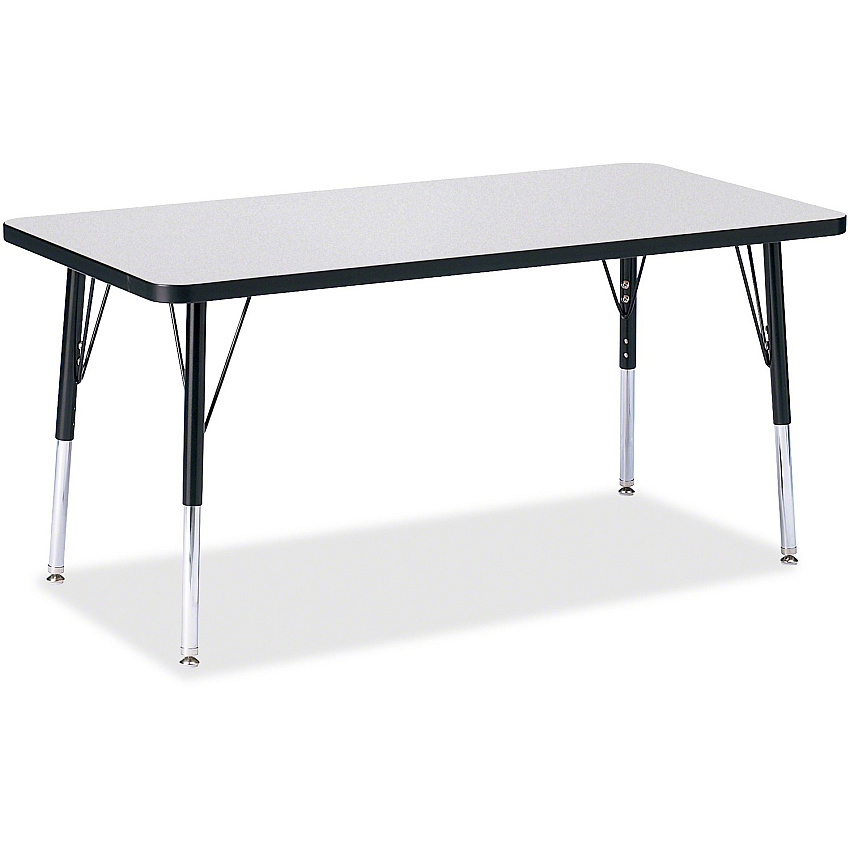 Jonti-Craft Berries Elementary Height Color Edge Rectangle Table Gray Rectangle, Laminated Top - Four Leg Base - 4 Legs - Height Adjustable - 15" to 24" Adjustment - 48" Table Top Length x 24" Table Top Width x 1.13" Table Top Thickness - 24" (6403JCE180)