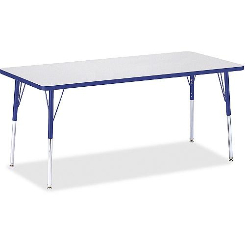Jonti-Craft Berries Adult Height Color Edge Rectangle Table Blue Rectangle, Laminated Top - Four Leg Base - 4 Legs - Height Adjustable - 24" to 31" Adjustment - 72" Table Top Length x 30" Table Top Width x 1.13" Table Top Thickness - 31" Heig (6413JCA003)
