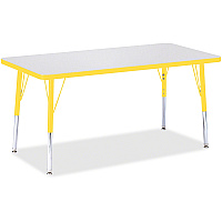Jonti-Craft Berries Elementary Height Color Edge Rectangle Table Gray Rectangle Top - Four Leg Base - 4 Legs - Height Adjustable - 15" to 24" Adjustment - 48" Table Top Length x 24" Table Top Width x 1.13" Table Top Thickness - 24" Height - A (6403JCE007)