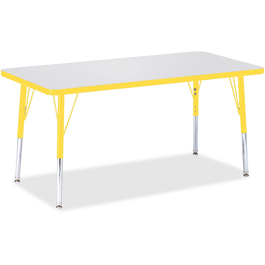 Jonti-Craft Berries Elementary Height Color Edge Rectangle Table Gray Rectangle Top - Four Leg Base - 4 Legs - Height Adjustable - 15" to 24" Adjustment - 48" Table Top Length x 24" Table Top Width x 1.13" Table Top Thickness - 24" Height - A (6403JCE007)