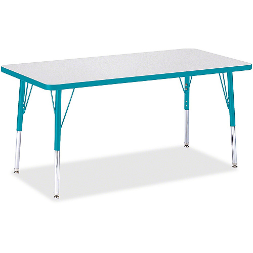 Jonti-Craft Berries Elementary Height Color Edge Rectangle Table Gray Rectangle Top - Four Leg Base - 4 Legs - Height Adjustable - 15" to 24" Adjustment - 48" Table Top Length x 24" Table Top Width x 1.13" Table Top Thickness - 24" Height - A (6403JCE005)