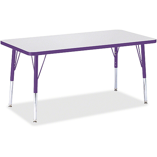 Jonti-Craft Berries Elementary Height Color Edge Rectangle Table Gray Rectangle Top - Four Leg Base - 4 Legs - Height Adjustable - 15" to 24" Adjustment - 48" Table Top Length x 24" Table Top Width x 1.13" Table Top Thickness - 24" Height - A (6403JCE004)
