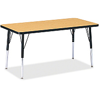 Jonti-Craft Berries Adult Height Color Top Rectangle Table Black Oak Rectangle, Laminated Top - Four Leg Base - 4 Legs - Height Adjustable - 24