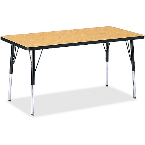 Jonti-Craft Berries Adult Height Color Top Rectangle Table Black Oak Rectangle, Laminated Top - Four Leg Base - 4 Legs - Height Adjustable - 24" to 31" Adjustment - 48" Table Top Length x 24" Table Top Width x 1.13" Table Top Thickness - 31"  (6403JCA210)
