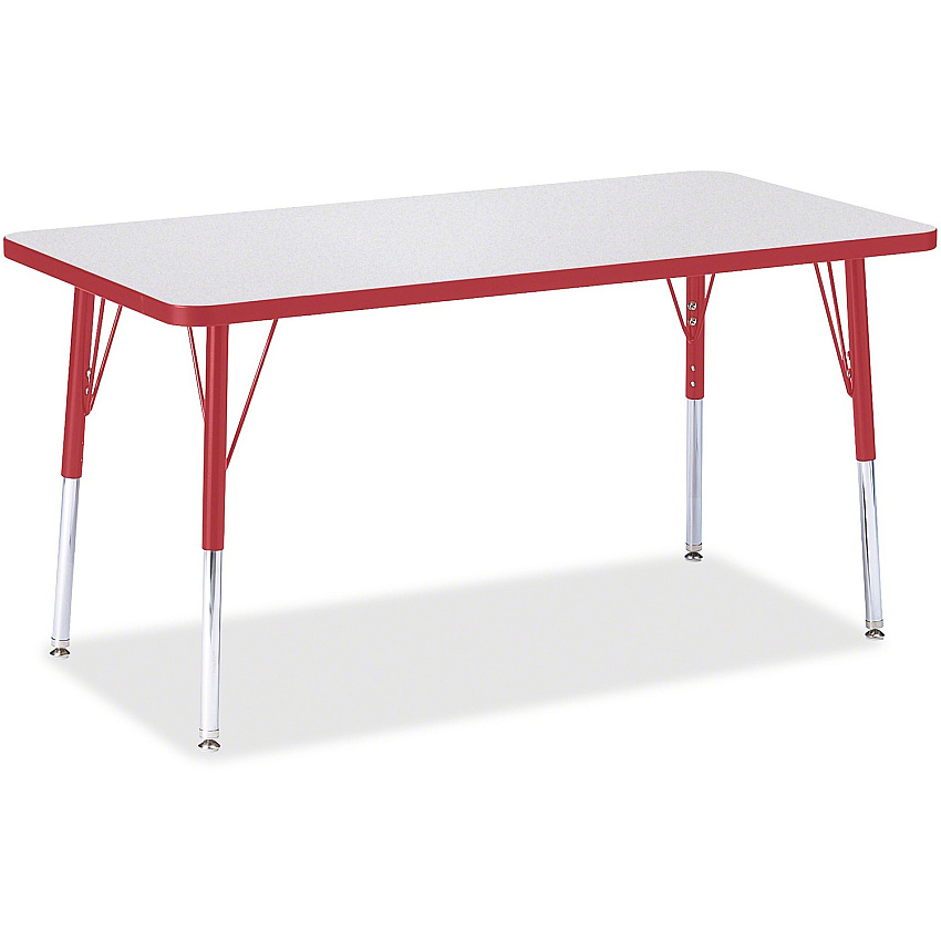 Jonti-Craft Berries Adult Height Color Edge Rectangle Table Laminated Rectangle, Red Top - Four Leg Base - 4 Legs - Height Adjustable - 24" to 31" Adjustment - 48" Table Top Length x 24" Table Top Width x 1.13" Table Top Thickness - 31" Heigh (6403JCA008)