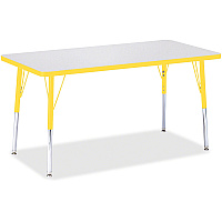 Jonti-Craft Berries Adult Height Color Edge Rectangle Table Laminated Rectangle, Yellow Top - Four Leg Base - 4 Legs - Height Adjustable - 24