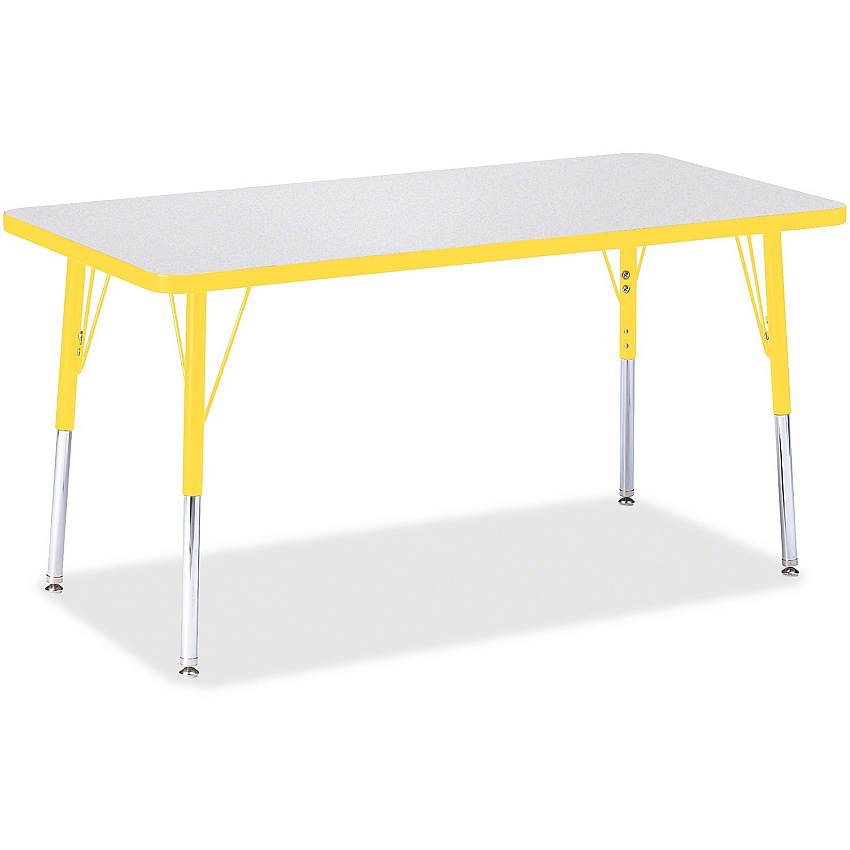 Jonti-Craft Berries Adult Height Color Edge Rectangle Table Laminated Rectangle, Yellow Top - Four Leg Base - 4 Legs - Height Adjustable - 24" to 31" Adjustment - 48" Table Top Length x 24" Table Top Width x 1.13" Table Top Thickness - 31" He (6403JCA007)