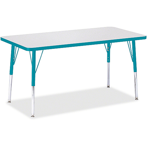 Jonti-Craft Berries Adult Height Color Edge Rectangle Table Laminated Rectangle, Teal Top - Four Leg Base - 4 Legs - Height Adjustable - 24" to 31" Adjustment - 48" Table Top Length x 24" Table Top Width x 1.13" Table Top Thickness - 31" Heig (6403JCA005)