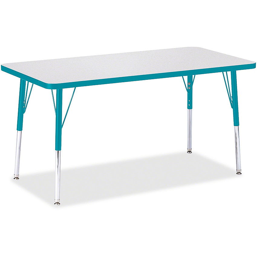 Jonti-Craft Berries Adult Height Color Edge Rectangle Table Laminated Rectangle, Teal Top - Four Leg Base - 4 Legs - Height Adjustable - 24" to 31" Adjustment - 48" Table Top Length x 24" Table Top Width x 1.13" Table Top Thickness - 31" Heig (6403JCA005)