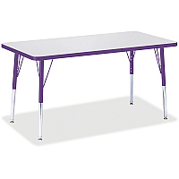 Jonti-Craft Berries Adult Height Color Edge Rectangle Table Laminated Rectangle, Purple Top - Four Leg Base - 4 Legs - Height Adjustable - 24