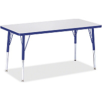 Jonti-Craft Berries Adult Height Color Edge Rectangle Table Gray Rectangle, Laminated Top - Four Leg Base - 4 Legs - Height Adjustable - 24