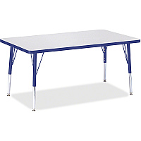 Jonti-Craft Berries Elementary Height Gray Top Rectangular Table Gray Rectangle, Laminated Top - Four Leg Base - 4 Legs - Height Adjustable - 15" to 24" Adjustment - 48" Table Top Length x 30" Table Top Width x 1.13" Table Top Thickness - 24" (6473JCE003)