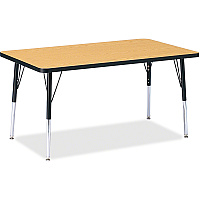 Jonti-Craft Berries Adult Height Color Top Rectangle Table Black Oak Rectangle, Laminated Top - Four Leg Base - 4 Legs - Height Adjustable - 24" to 31" Adjustment - 48" Table Top Length x 30" Table Top Width x 1.13" Table Top Thickness - 31"  (6473JCA210)