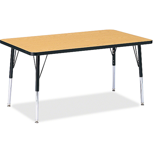 Jonti-Craft Berries Adult Height Color Top Rectangle Table Black Oak Rectangle, Laminated Top - Four Leg Base - 4 Legs - Height Adjustable - 24" to 31" Adjustment - 48" Table Top Length x 30" Table Top Width x 1.13" Table Top Thickness - 31"  (6473JCA210)